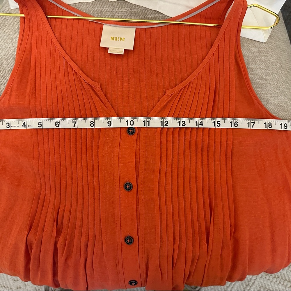 Maeve — Orange Sleeveless V-Neck Flowy Blouse — Size 10 — Anthropologie - Picture 2 of 13